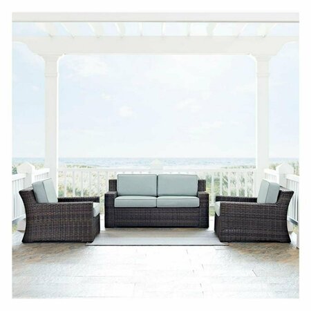 CROSLEY Beaufort 3 Piece Wicker Patio Sofa Set In Brown and Mist, 3PK KO70098BR